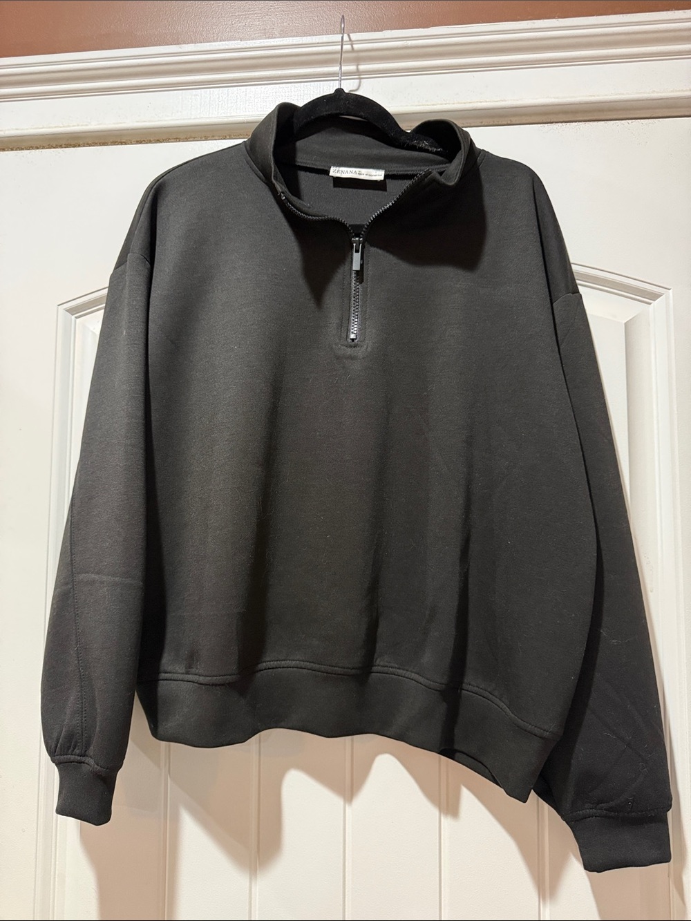 Zenana Outfitters Black Quarter-Zip Pullover